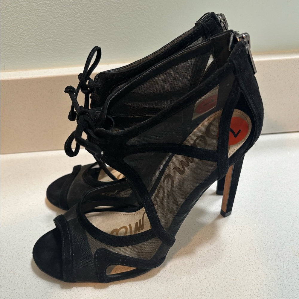 Sam Edelman Pompei Mesh Cage Lace-up Suede Sandals Size 7 - Picture 4 of 6